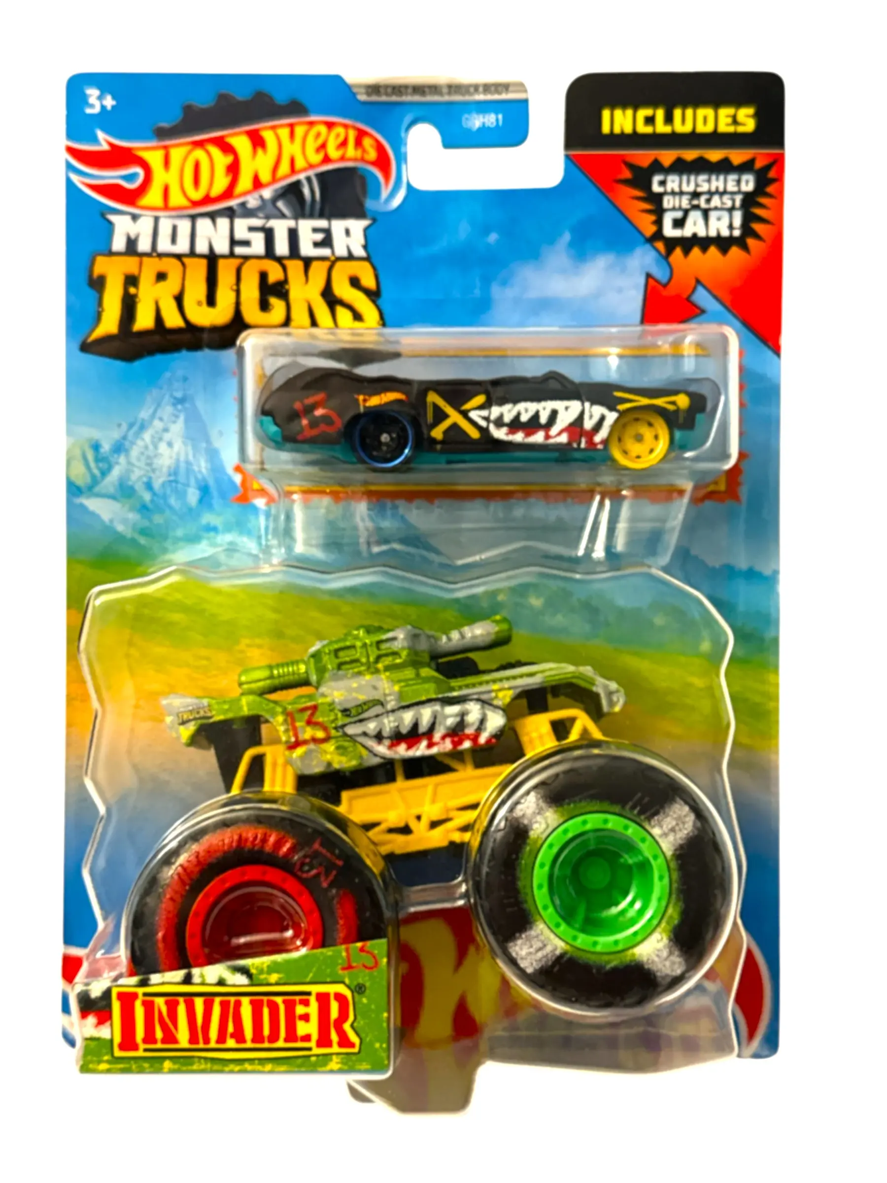 Hot Wheels Monster Truck & Car INVADER & Flat Iron Mattel, HTF