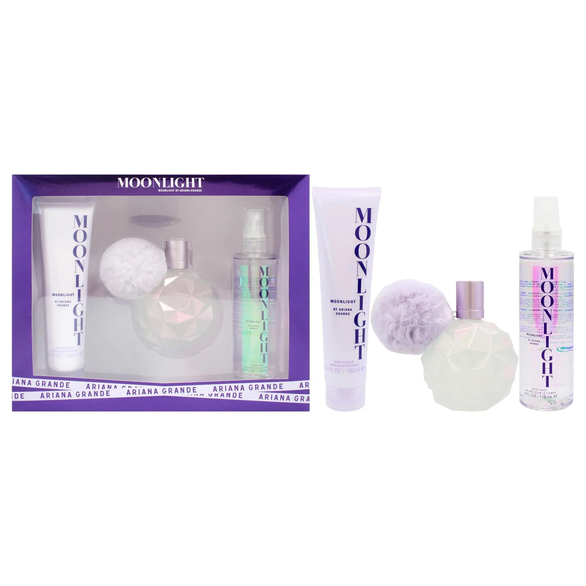 Luxury Moonlight by Ariana Grande Women's 3-Pc Daily Body Care Gift Set - 3.4oz EDP Spray, 3.4oz Body Souffle, 4oz Mist with Enchanting Aroma & Scent, Body Mist, Scented