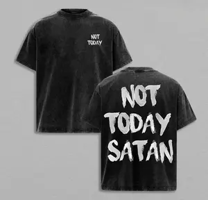 valentine shirts Not Today Satan T-Shirt Washed, Easter Outfit Christian Streetwear, Jesus Apparel Faith Graphic Tee, Religious Spiritual Shirt, Church Outfit Gift for Believers