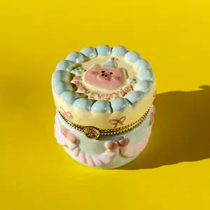 Pig Birthday Cake Trinket Box