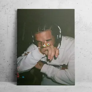 1pc Drake Canvas Poster - Vibrant Wall Art with Headphones & Colorful Lenses, 11.8x15.7 Inch, Wrapped Frame, Ideal for Music Fans & Home Decor, Music Wall Art