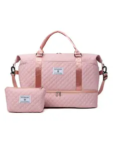 Large Capacity Travel Bag Set, Letter Pattern Zipper Travel Bag with Shoe Compartment, Casual Sports Fitness Bag for Women & Men