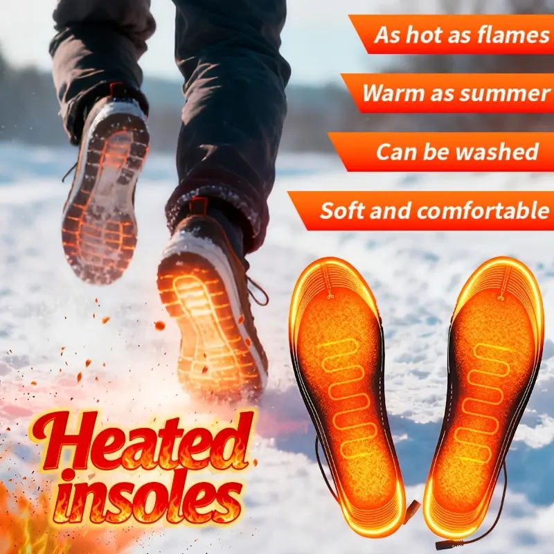 USB-Powered Heated Insoles - Cordless Foot Warmers with USB-C Charging, Fast Warm-Up, Compatible with Power Banks, for Indoor/Outdoor Use, Winter Foot Heater, Without Battery, Heated Socks, Heated Socks For Men, Heated Socks For Women