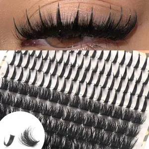 220pcs Cluster Eyelashes - Spiky Lashes, 120D Fluffy Eyelash Extensions, Lengthening Lash Clusters, DIY Spiky Lash Grafting, Thick Lash Clusters, Eyelash Clusters, Individual Lashes, False Eyelashes, DIY Personal Lashes, Cosmetic