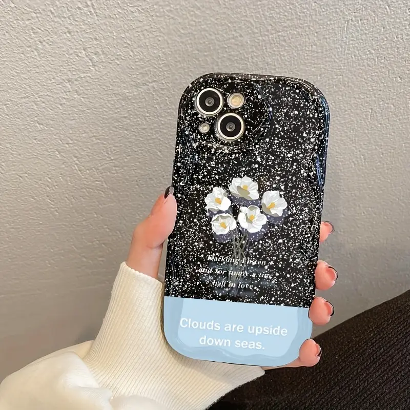 Women's Floral Baby's Breath Retro Aesthetic Makeup Mirror Smartphone Case - Full Wrap Anti-Drop, Lens Protection, Anti-Fingerprint Casing for iPhone 11/12/13/14/15/16 Pro Max Plus Handheld Cellphone Devices, Ideal Gift for Loved Ones