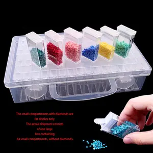 64-Compartment Storage Box, Diamond Painting Dotting Tray, Jewelry Nail Art Small Parts Organizer, Essential Craft Kit Accessory