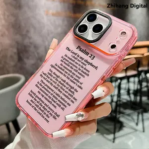 Divine Shepherd Psalm Pattern Phone Case for iPhone 17 Pro Max Air 16 Plus 15 14 13 12 11 Anti-Yellowing Shockproof durable ultra-thin Crystal Cover Protection Smartphone Protector Phone Case Suitable for everyday protection.