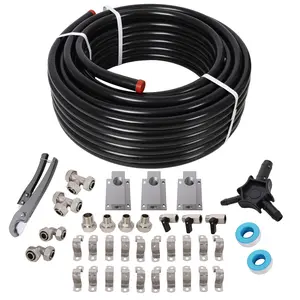 3/4 inch x 100 feet Tubing and Aluminum Outlet Blocks,High Quality PEX-AL-PEX Tubing, Compressed Air Piping System,Air Compressor Hose Accessories,Black Tubing