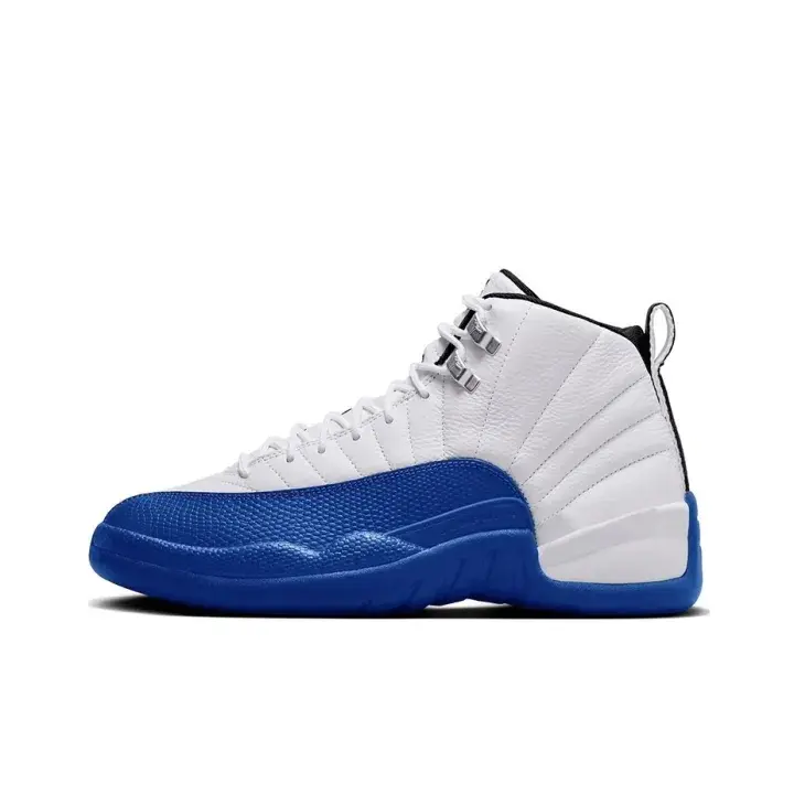 High top pebbled leather basketball sneakers white royal blue color block upper trendy streetwear all day wear memory foam comfy wide feet friendly outdoor vacation cushioned lightweight non slip unisex aesthetic footwear youth street
