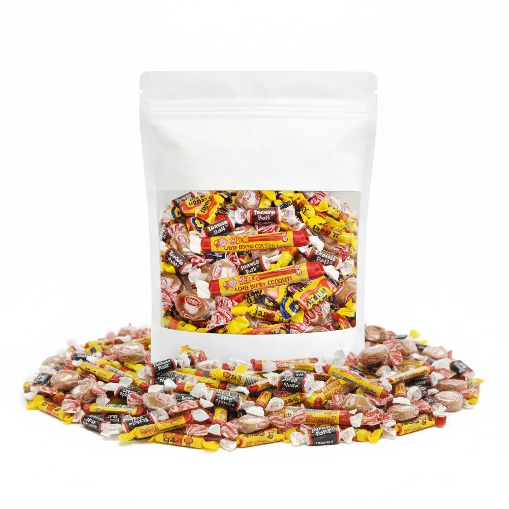 Retro Chewy Candy Mega Mix 2.5lb Five in One Variety Pack Tootsie Roll Bit-O-Honey Goetze's Caramel Creams Mary Jane & Long Boys Nostalgic Treat Perfect for Back to School Snacks Peanuts Coconut Chocolate Soft Sweet