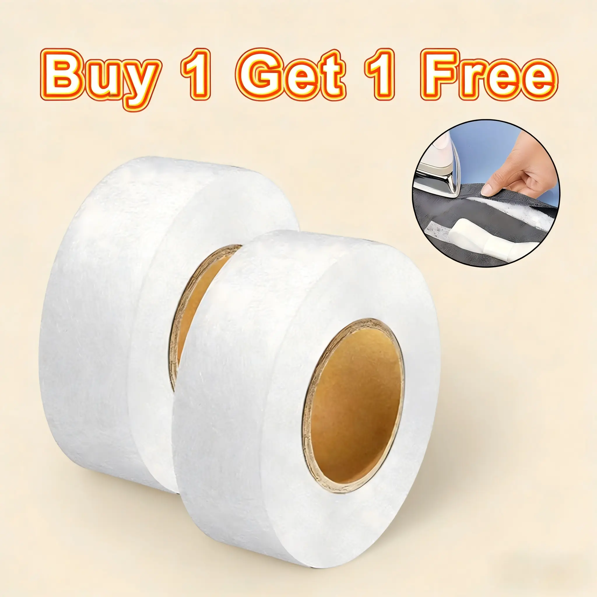 [Buy 1 Get 1 Free] Hemming Tape Fabric Adhesive Hem Iron on No-Sew Hemming Tape for Pants, 0.79 Inch Width, 2559 Inch Length, White