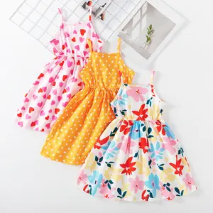 Toddler Girls 3-Piece Dress Set Sizes 4-7Y  Trending Spaghetti Strap Summer Outfits  Colorful Heart & Polka Dot Sundresses  High-Quality Soft Fabric for All Day Comfort  Perfect Birthday Gift for Little Girls Summer Style