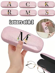 1pc Y2k Style Glitter Star Glasses Case, Personalized, With Daisy Flower Black Letter A-Z Pattern, Simple Design, Portable With Waterproof And Dust Proof Function, Candy Colored Hard Sunglasses Case (Small Size) Portable Sunglasses Organizer