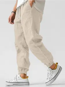 Athletic Linen Jogger Trousers | Breathable Woven Linen Fabric | Elastic Ankle Cuffs for Unrestricted Movement | Ideal for Workout, Hiking & Daily Active Wear | Essential Men's Activewear Bottoms