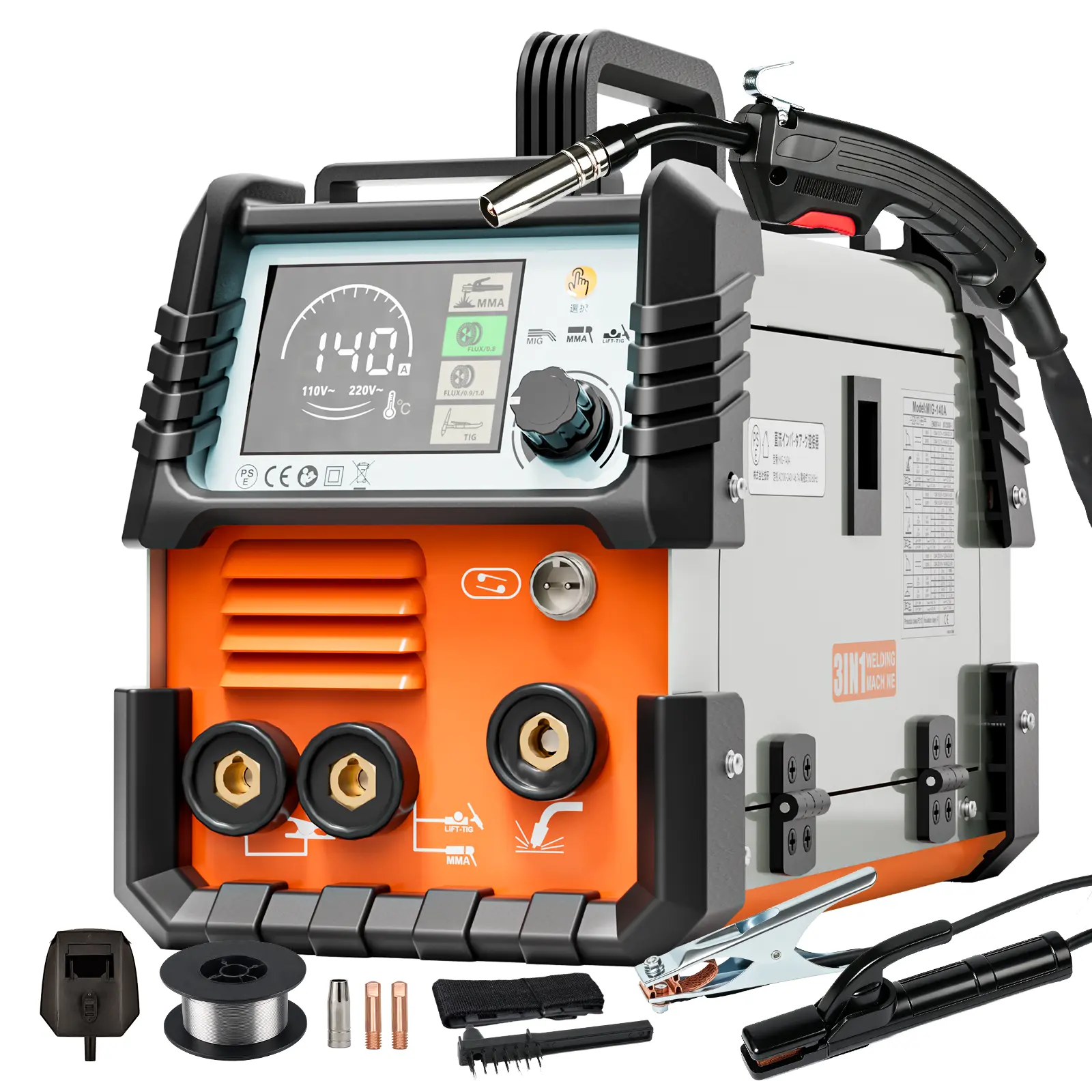 3-in-1 MIG/MMA/TIG Mini Portable IGBT Inverter Arc Welder, Household Welder with Digital LED Display, Lightweight Complete Accessory Kit for Home DIY & Outdoor Welding