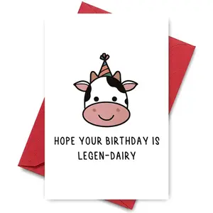 Cartoon Cow Birthday Card, 1 Count Funny Greeting Card with Envelope, Birthday Gift for Friends, Family, Coworkers, Party Supplies