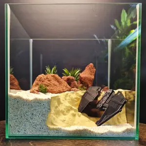 3D Void  Aquarium 1PC Breeding Hiding Cave Simulation Shrimp Cave House Decorative Props Shelter Crafts Arts for Aquarium Landscaping Office Decor Dual-Use Reptile Tank & Fish Tank, Realistic Sand Terrain, Perfect for Fish Hiding, Lizards, Snakes, Tu