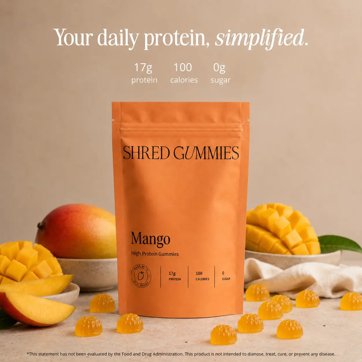 Shred Mango Protein Gummies – 20 Pack