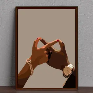Black Love Art Print – Afrocentric Couple Holding Hands Poster, Romantic African American Wall Art for Room Decor, Unframed