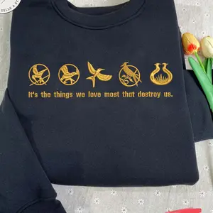 The Hunger Games Merch Embroidered Sweatshirt, The Hunger Games Doodle Art Shirt, Ballad Of Songbirds hoodie, Hunger Games Embroidered Sweatshirt