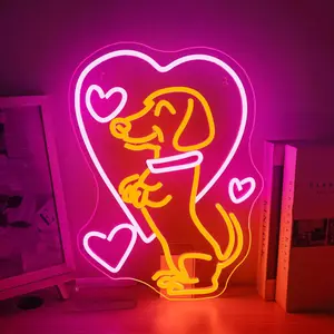 Dachshund Design Neon Sign, USB Powered Creative LED Neon Light, Decorative Wall Light, Wall Mounted Home Decoration Lamp for Party, Bar, Club, Pet Shop, Zoo, Dog Lovers Gift, Home Decor Lighting