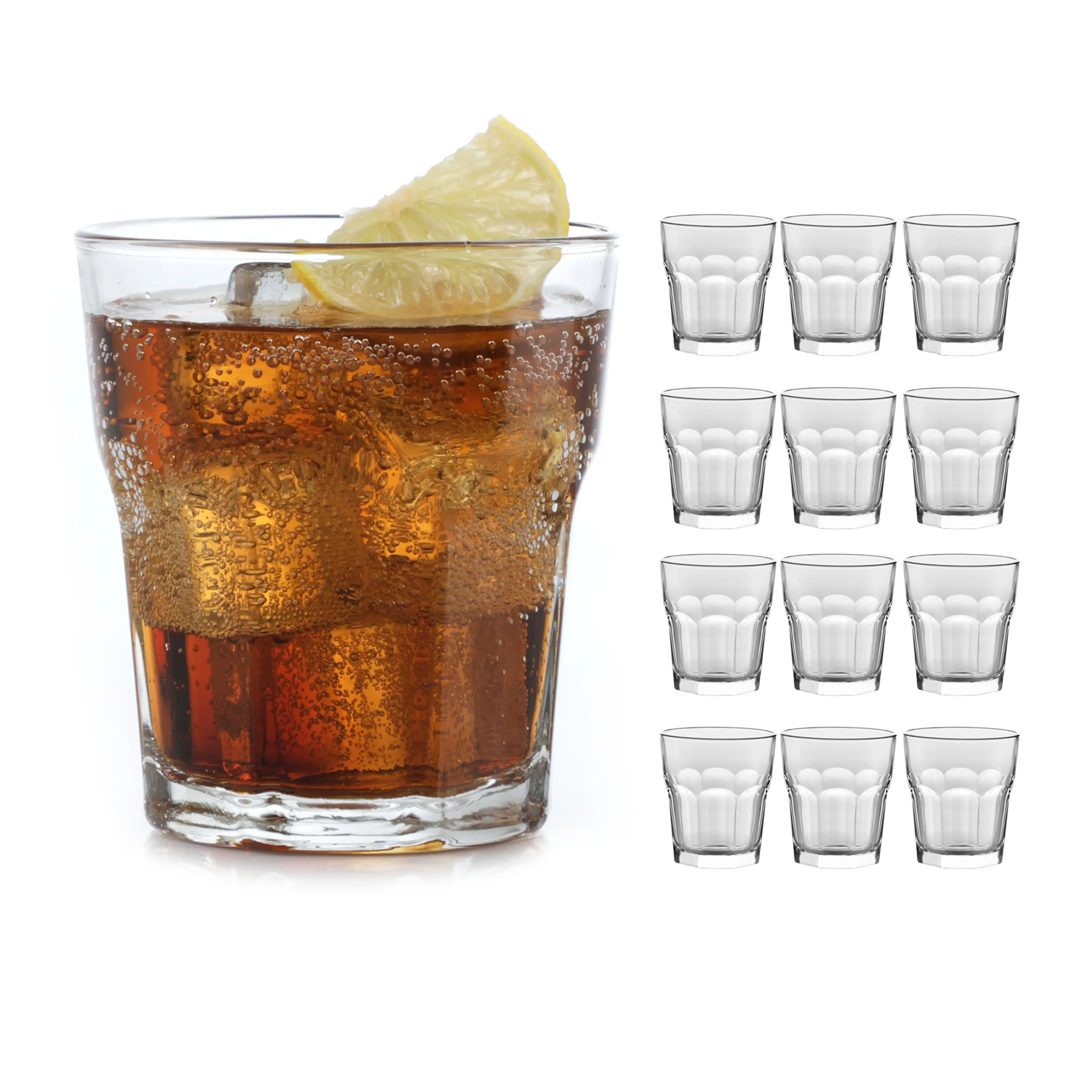 Libbey Gibraltar DuraTuff Drinking Glass Drinking Cup Set, Iconic Heavy Base Bar Glassware Thick Drinking Glasses Set of 12, 12-Ounce Double Old Fashioned Rocks Glasses