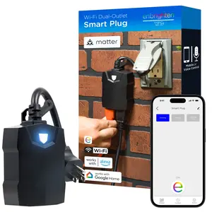 Enbrighten Vibe Outdoor Dual‑Outlet Wi‑Fi Matter Smart Plug
