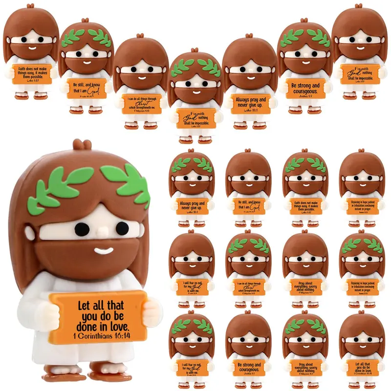Mini Jesus Rubber Religious Decorations (20/40 Pcs) - Christian Decorative Ornaments for Easter Parties, Christianity Home/Desks/Bookshelves, Teacher Appreciation Supplies, Hide-and-Seek Game Pieces