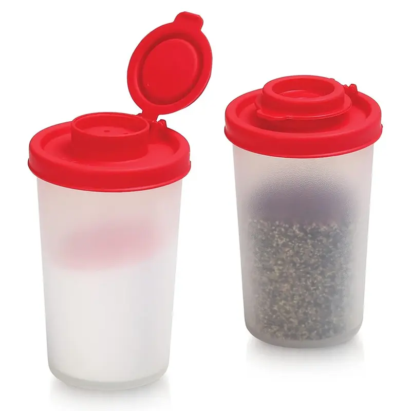Set of 2 Large Salt and Pepper Shakers,Moisture Proof Portable Salt Shaker to go Camping Picnic Outdoors Kitchen Gadgets Lunch Boxes Travel Seasoning Spice Set Clear Transparent with Covers Lids Plastic Airtight Dispenser Salt Holder