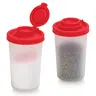 Set of 2 Large Salt and Pepper Shakers，Moisture Proof Portable Salt Shaker to go Camping Picnic Outdoors Kitchen Gadgets Lunch Boxes Travel Seasoning Spice Set Clear Transparent with Covers Lids Plastic Airtight Dispenser Salt Holder