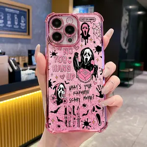 Girly iPhone Cases Horror movie pattern Phone Case For iPhone 17 16 15 14 13 12 11 X Pro Max Plus Shockproof Transparent Cover Protector Casing Protector Protection
