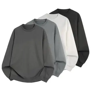 Men's  Contrast Binding Drop Shoulder Casual Fitted Sweatshirt, Regular Fit Long Sleeve Round Neck Pullover for Spring & Fall, Crewneck Top