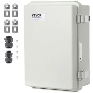VEVOR Outdoor Electrical Junction Box, Summervibes,Summervibes, 16.93 x 12.99 x 7.09 in, ABS Plastic Electrical Enclosure Box with Hinged Cover Stainless Steel Latch, IP67 Dustproof Waterproof for Outdoor Electrical Projects