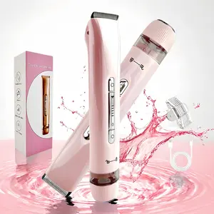 SolaceBody Women's 2-in-1 Bikini Trimmer & Body Shaver Pink IPX7 Waterproof Rechargeable Electric Razor with Double Soft Blades for Painless Hair Removal on Face Underarms Bikini Line & Legs Smooth