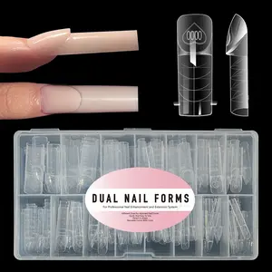 Space French Dual Forms 15 Sizes Clear Reusable Nail Extension Building Gel French Tip Manicure Tool DIY Art Salon 150PCS