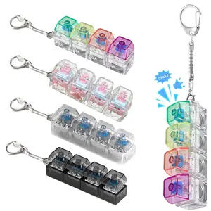 Keyboard Fidget Toy, Keyboard Fidget Keychain 4-in-1 Keyboard Decompression Button Finger Clicker Toys, Button Stress Relief Fidget Gifts to Relief Stress