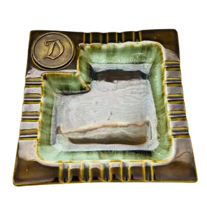 Vintage Teamline USA 55 with Letter D Medallion Monogram Ceramic Ashtray