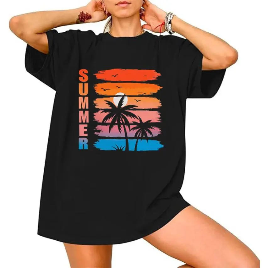 Retro Summer Sunset Palm T-shirts, Summer Vibes T-shirt, Summer Beach T-shirt,Chasing Sunset Summer, Beach T-shirt,Summer Beach Girl T-shirt