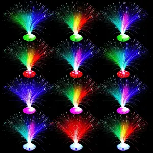 12-Piece Battery-Powered Fiber Optic Lamp Centerpiece with Cone Base & Illuminated Crystals, Crystal Novelty Lighting, RGB for Wedding, Holiday Table Decor (Home Improvement Lights), Rgb Novelty Lighting