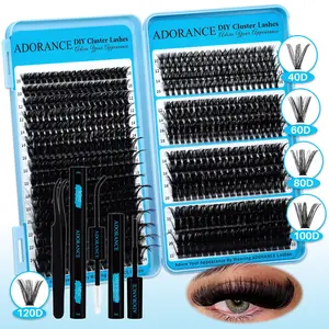 Mixed Length Cluster Lashes Kit, 1 Set Soft and Comfortable False Eyelashes with Glue & Remover and, Eye Makeup Accessories, Cosmetic, Eyelash Tools, DIY Eyelash Clusters, Eyelash Extensions Kit