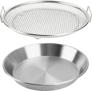 Stainless Steel Mesh Drain Basket - Oil Filter Tray for Fried Food Draining, 8.7 Inch Size, Ideal for Barbecue Grill and Air Fryer Use