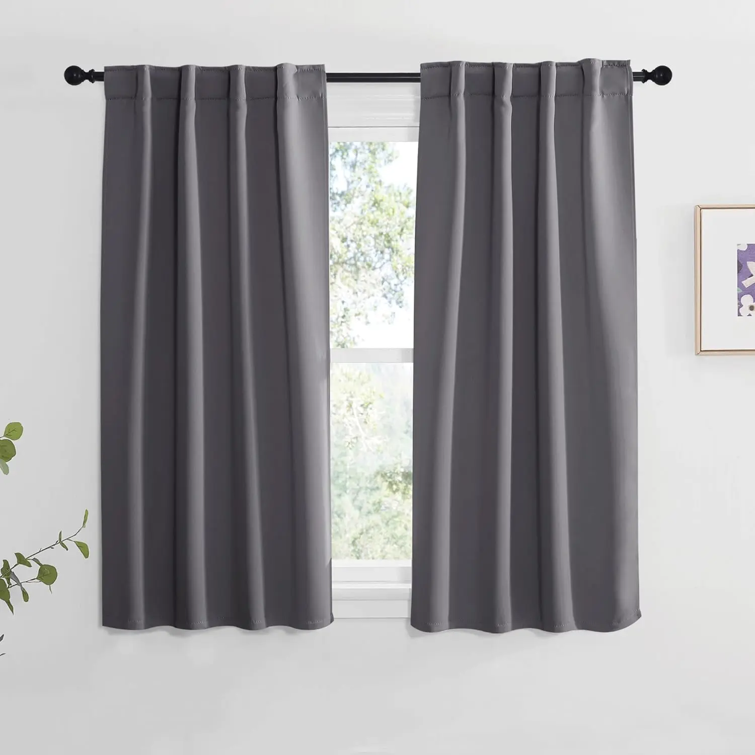 NICETOWN RV Curtains for Camper Windows - (Grey Color) 34x54 Inch， 2 Panels Set， Thermal Insulated Room Darkening Blackout Drapes/Draperies with Rod Pocket & Back Tab for Half Window