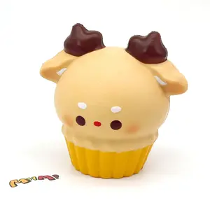 MHM Slow-Rebound Squeeze Toy Series: This reindeer cupcake stress-relief toy is made from a thick, soft, moist-to-the-touch material that rebounds slowly. It makes an ideal gift for holidays and birthdays.