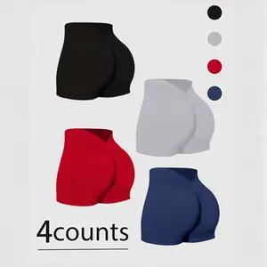 Hijesse Women Sports Shorts With Ruched Waist, Sexy And Lifting, Elastic And Comfortable For Yoga & WorkoutWomen Sweat Short, Gym Short, Biker Short,V Back Scrunch Butt Seamless Short,For Hiking, Trekking, Gym,Summer