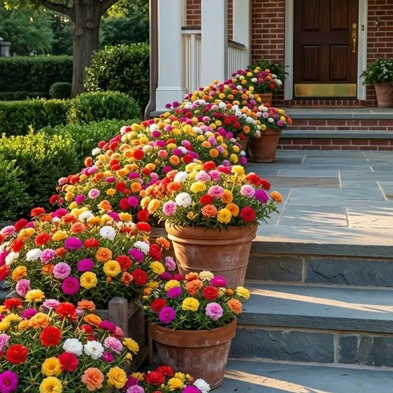 Double Bloom Portulaca Moss Rose Seed Pack - Non-GMO, Vibrant Mixed Colors, Drought-Tolerant Flowers, Beginner-Friendly, Large Blooms, Thrives in Sunny Areas, Attracts Pollinators, Ideal for Containers, Window Box, Outdoor Use (For Beginners, Gardeners)
