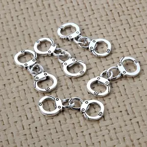 50pcs Hollow Locked Handcuffs Charms Antique Silvery Color Police Pendants for DIY Jewelry Making Charm Jewelry Accessory