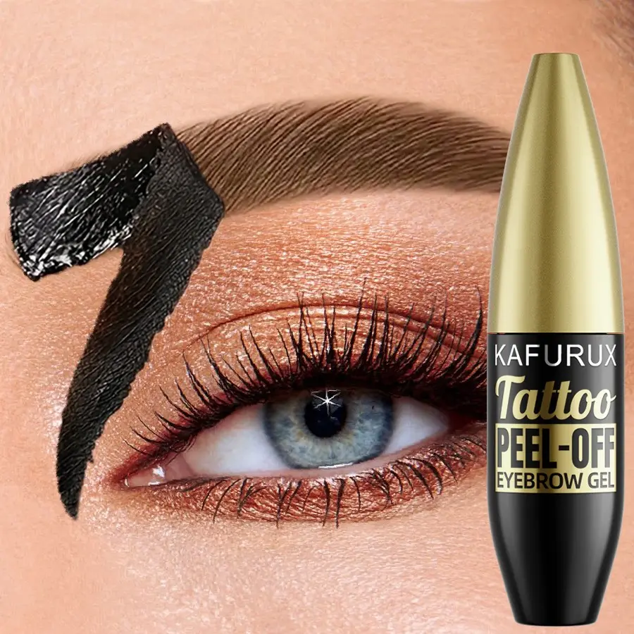 Easy Peel-Off Eyebrow Gel-Waterproof &Sweatproof, Summer makeup swim makeup Long-Lasting Black or Brown TattooTint, Film Forming, Medium Coverage for All SkinTypes