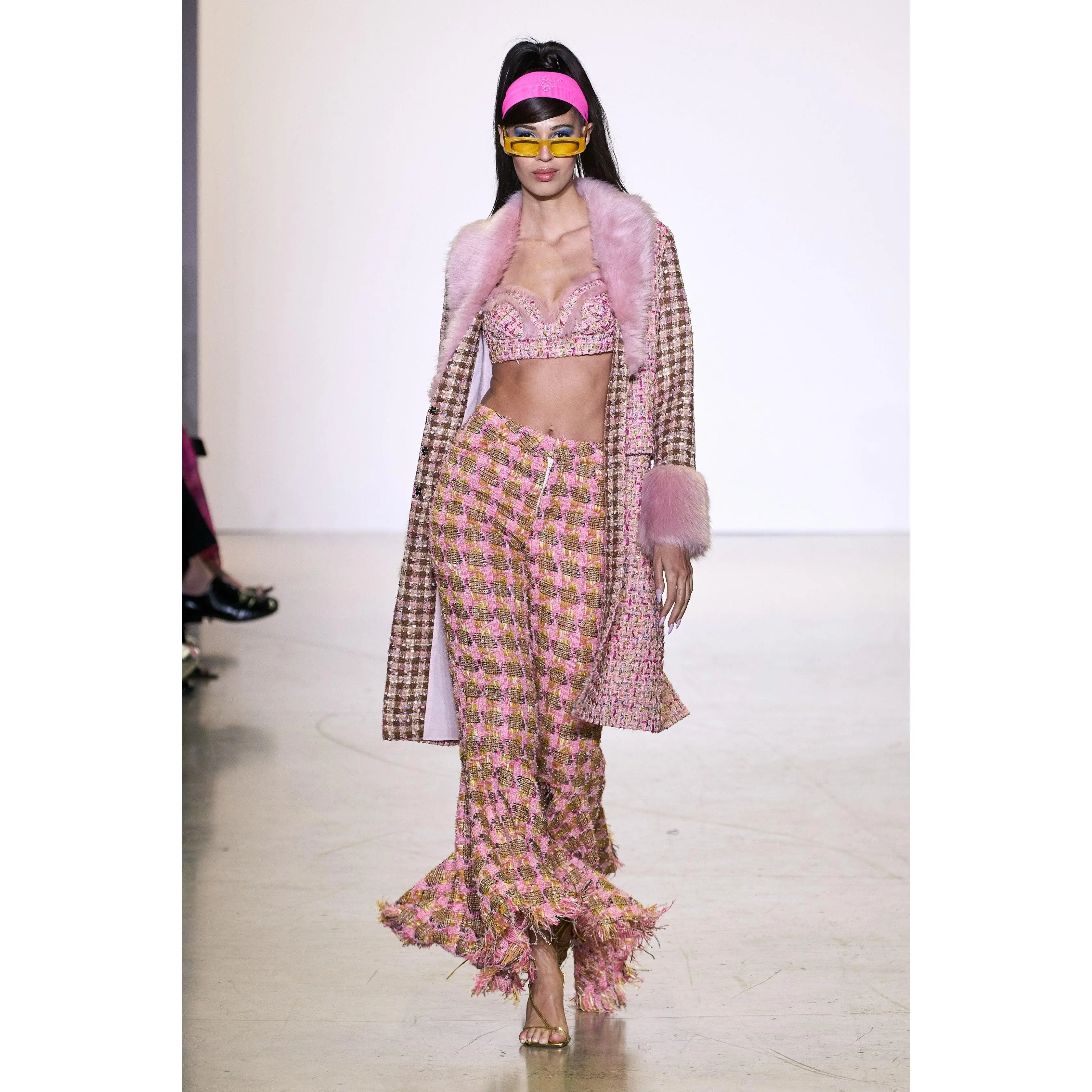 Pink Tweed Furry Bralette