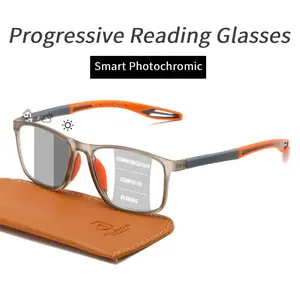 Progressive Photochromic Reading Glasses, No-Line Multifocal for Indoor & Outdoor High Quality Eyewear Clear