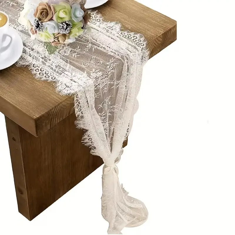 Bohemian Embroidered Table Runner 14 x 118 inches, Vintage Elegant Lace Rectangular Table Decor for Dining, Weddings, Bridal Shower, Banquets, Parties and Events, Table Setup